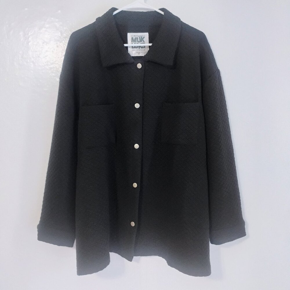 Muk Luks Black Quilted Snap Front Jacket Petite 2X P2X